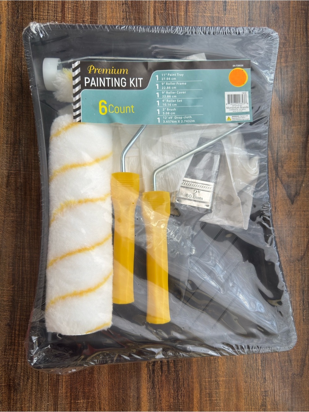 Premium Painting Kit 6 Piece Set Roller Frame Tray Brush Drop Cloth New